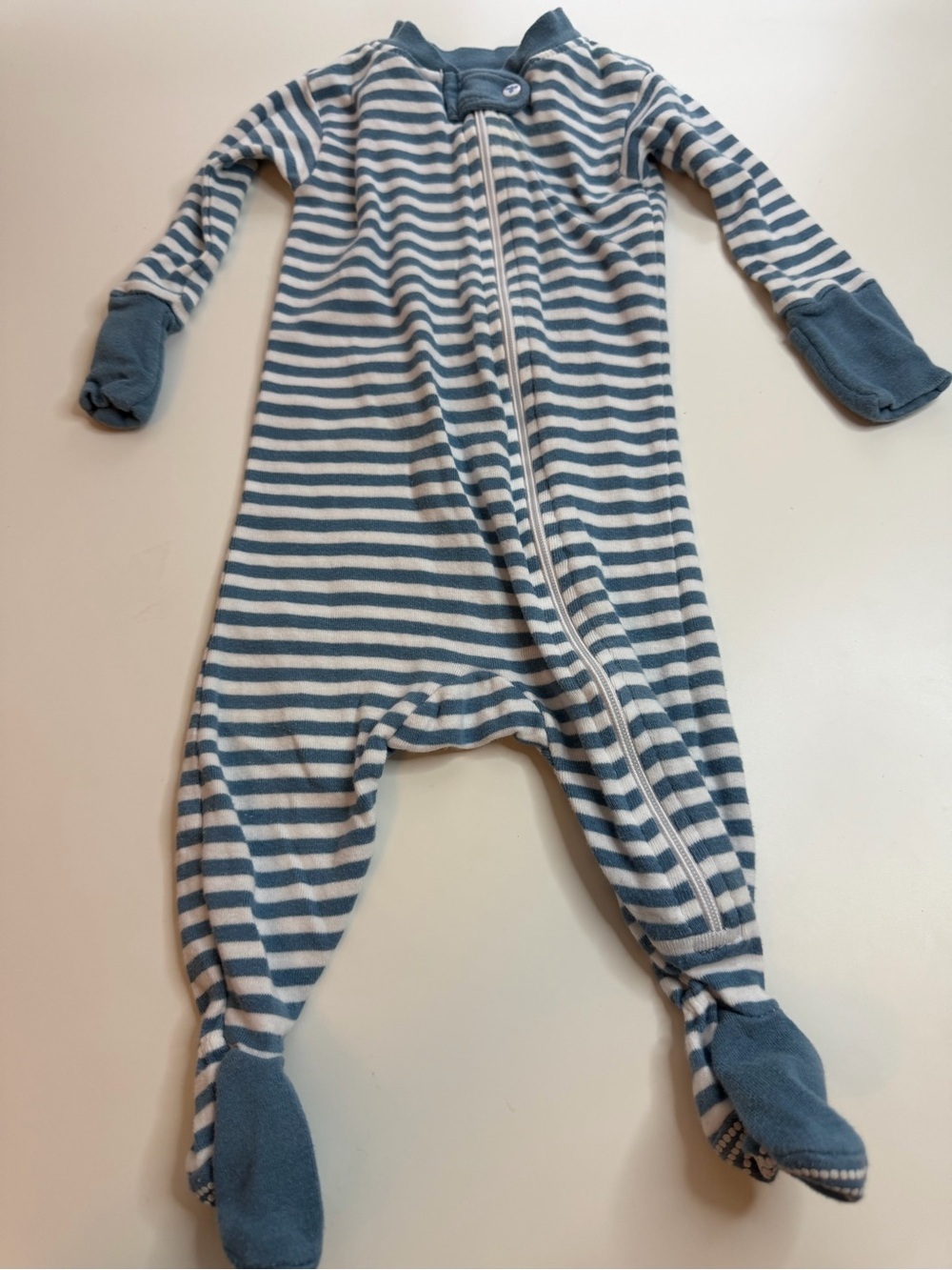 Blue & White Striped Footed One-Piece Sleepsuit